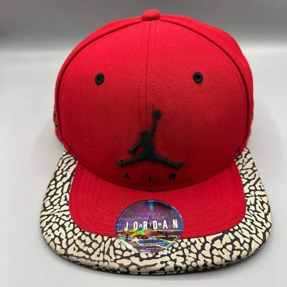 Air Jordan Hat Men Red Cement Elephant Embroidered Jumpman Strap‎ Back Cap
