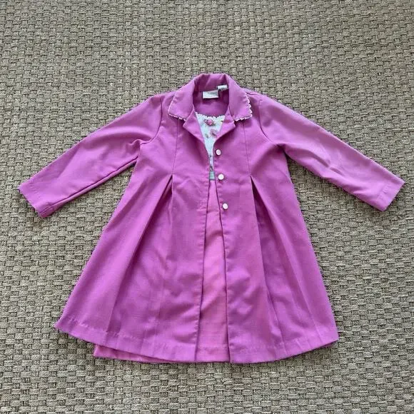 Vintage Little Bitty Brand Girl’s Pink Floral Dress & Coat Size 5