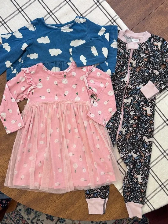 Hanna Andersson Play Bundle 2-3 Girls Two Dresses and Zippy PJs