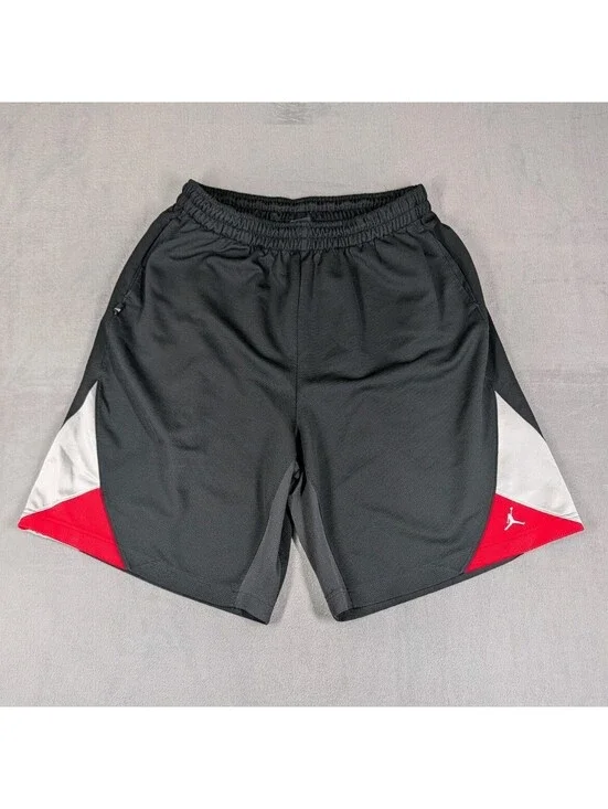 Jordan Mens XXL Black Red White Mesh Basketball Athletic Gym Shorts Stretch