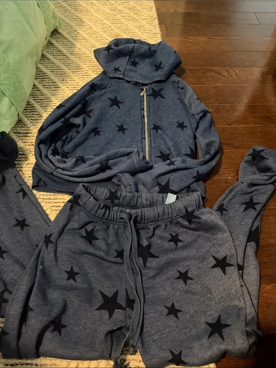 T2love Navy Blue Star Print Hoodie & Jogger Set