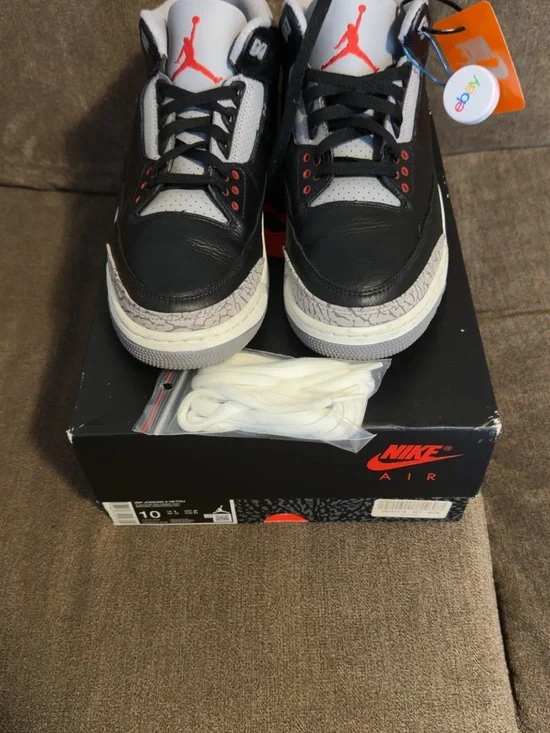 Air Jordan 3 Retro Black Cement 2024- Black/White/Red Men’s Sneakers