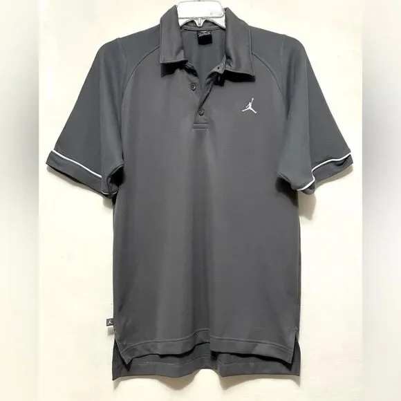 Michael Jordan MJ Jumpman 20th Anniversary Grey Gray Collared Polo Shirt Top M