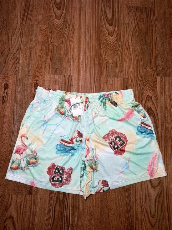 Nike Jordan Essentials Men's Printed Mesh Shorts Flamingos IB3012-133 XXL NWT