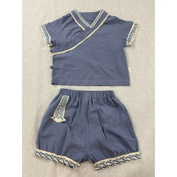 Baby Amila Brand Kimono  Blue Top And Shorts Set Size 3 Months