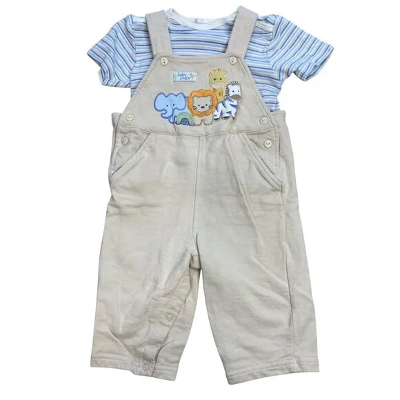 Vintage First Moments Layette Jungle‎ Outfit Size 6-9M Embroidered Animals Knit
