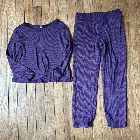 Carter's Girls Set Top Size 8 Deep Purple Twisted Knot Ribbed Knit‎ Casual Chic