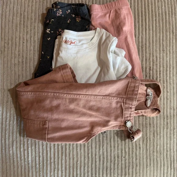 Girls‎ 6/6X -8 Clothing Bundle,  Multi Brands, 2 Leggings, Overall Skirt, Top