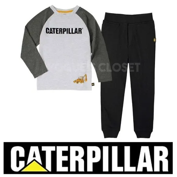 NEW! Caterpillar Kids' 2-piece Set Long sleeve Top and Terry Fleece Jogg…
