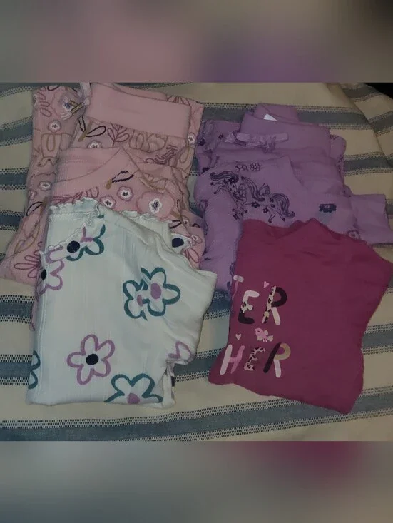 Garanimals Girls Bundle- 2 Sets Thermals + 2 Long Sleeve Shirts 18 Mo ± 2 T!