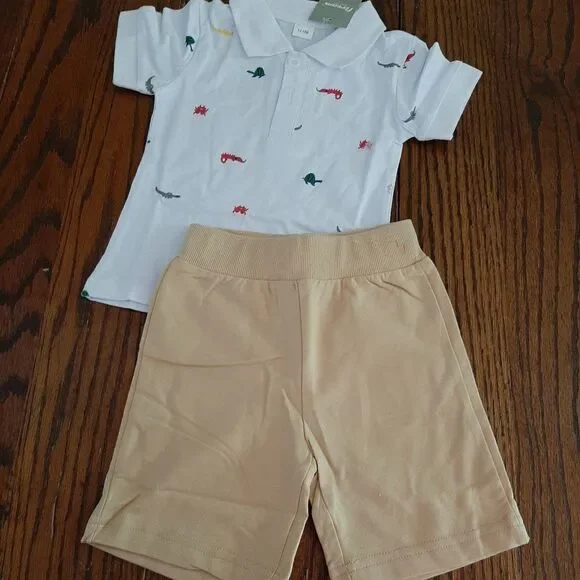 New 12/18 Month Boys Shorts Polo Shirt Set Outfit