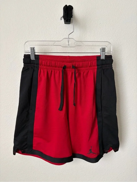 Jordan Red and Black Basketball Shorts with Drawstring Waist