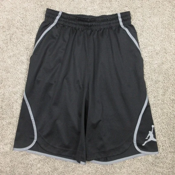 Jordan Shorts Mens Medium Black Solid Basketball Jump Man Baggy Relaxed 10