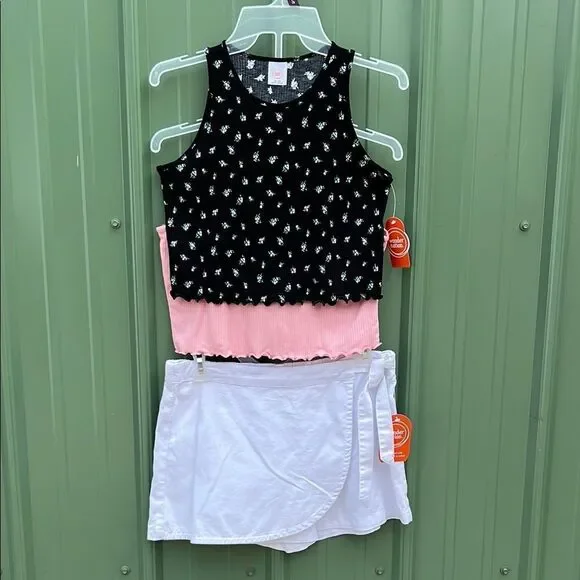 Girls Cropped Tank Tops & Skort 3-Piece Set Size XXL