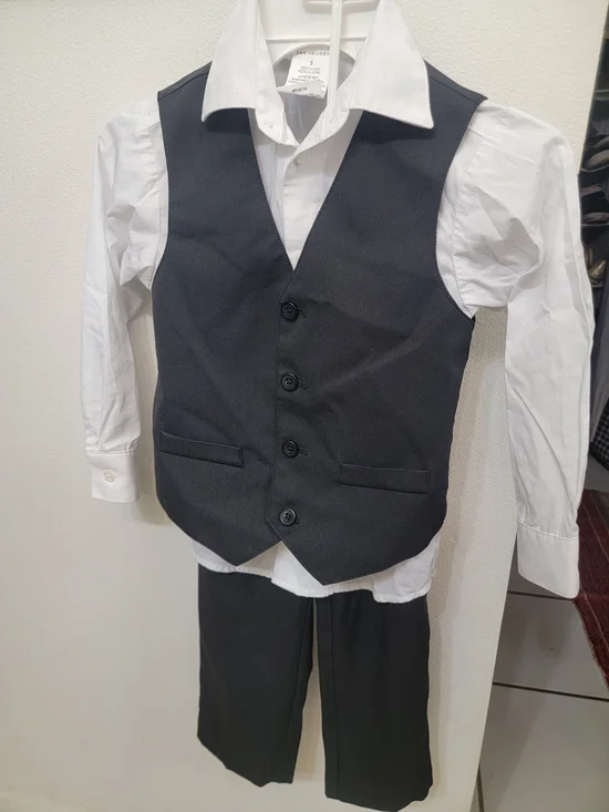 Van Heusen Black Vest and Pants with White Shirt Set