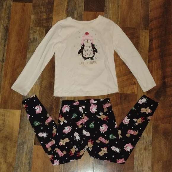 6/6x Girls Penguin Holiday Outfit