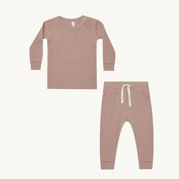 NWT - Quincy Mae Mauve waffle set​​​​