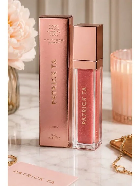 Patrick Ta Major Volume Plumping Gloss Pouty 9mL 0.30 fl oz Full Size NIB Pink
