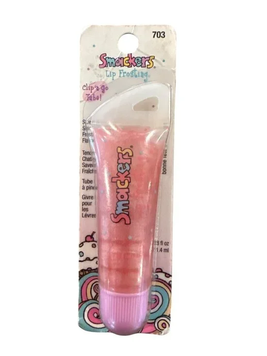 Rare Bonne Bell Bubble Font Smackers Lip Frosting 703 BIRTHDAY Clip-On Lip Gloss