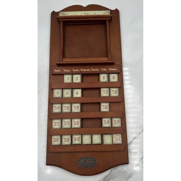 Norman Rockwell Perpetual Calendar Wood Wall Hanging Missing Number Tiles