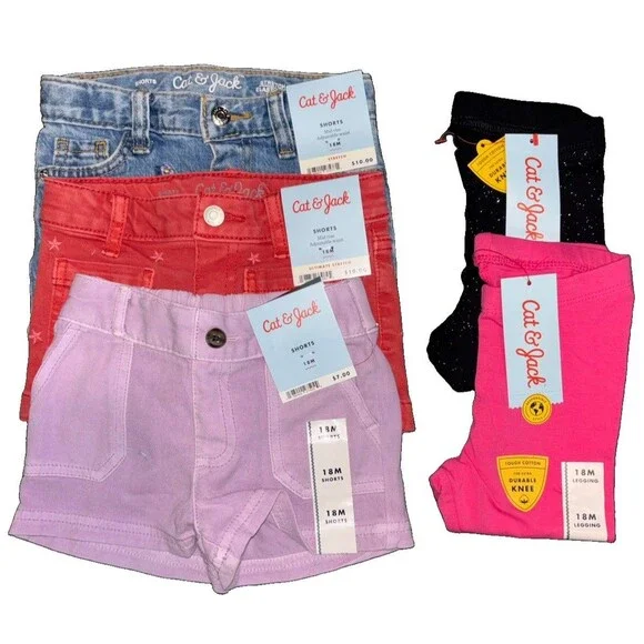 Cat & Jack Baby Girl’s 18M Summer 5pc Clothing Lot NWT Bottoms Only