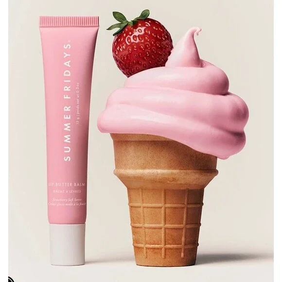Summer Fridays Lip Butter Balm - Strawberry Soft Serve ✨️ LIMITED EDITION / Firm