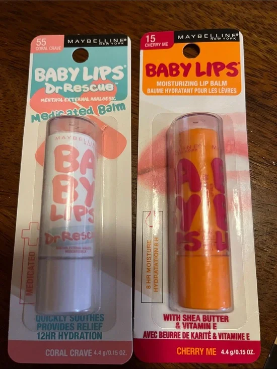 2 pk Maybelline Baby Lips Dr Rescue Medicated Balm - Coral Crave & cherry me
