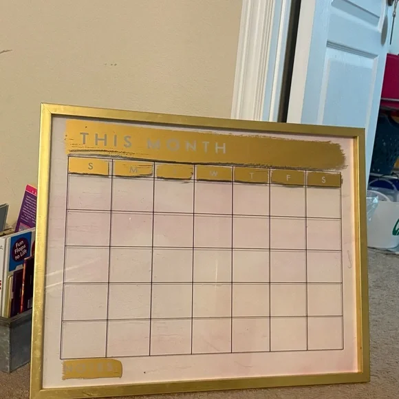 Gold Framed Monthly Planner Board