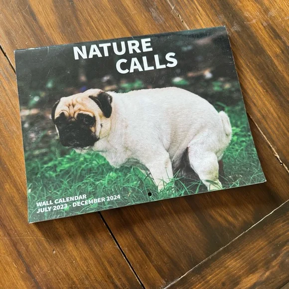 2023-2024 Nature Calls Calendar Pooping Dogs Dog Poop Humorous Calendar Office
