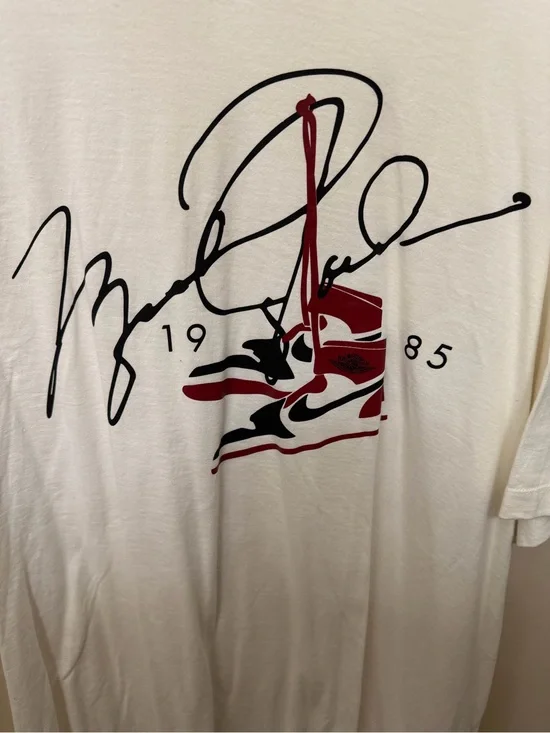 Jordan White Short-Sleeve Tee with Red & Black Sneaker Graphic