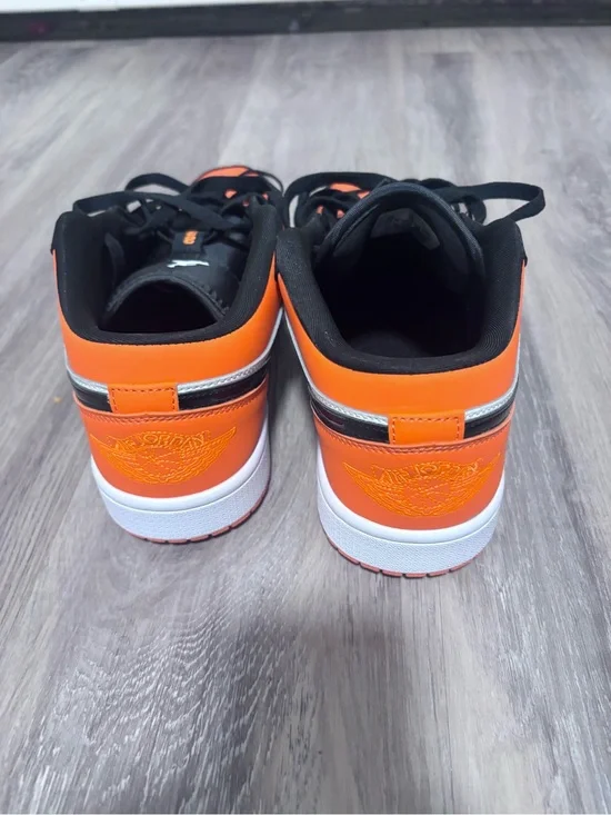 Jordan Orange and Black Low Top Sneakers with White Sole
