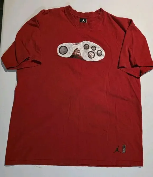 Jordan Brand Sneaker Sole Graphic T-Shirt Red Mens XL Vintage Shoes Tee