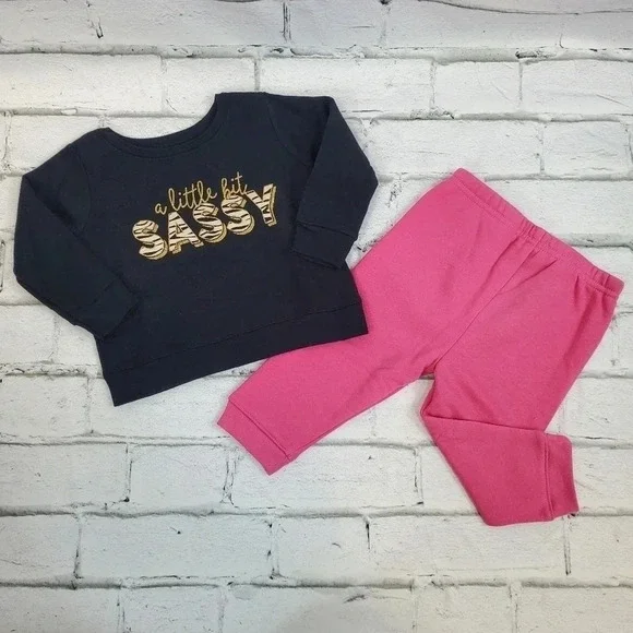 A little bit Sassy Girls Fleece Lined Sweatshirt and Sweatpants Matching Set