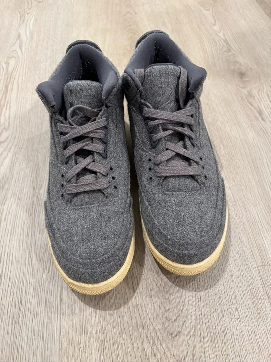 Jordan 3 Men's Gray High-Top Sneakers with Cream Sole