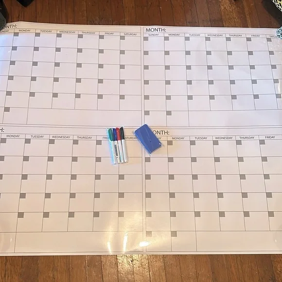 XL Double Sided Dry Erase Calendar | 48”x36”