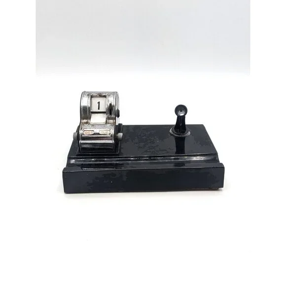 Vintage Perpetual Calendar Pen Holder Office Desk Top Black 6