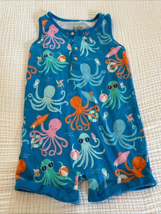 Little Sleepies Blue Octopus Print Sleeveless One-Piece
