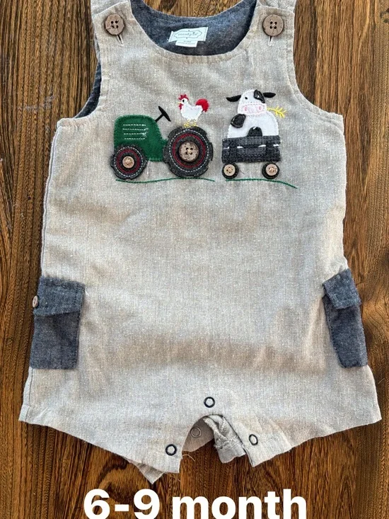 Mudpie Romper with Tractor & Farm Animal Applique