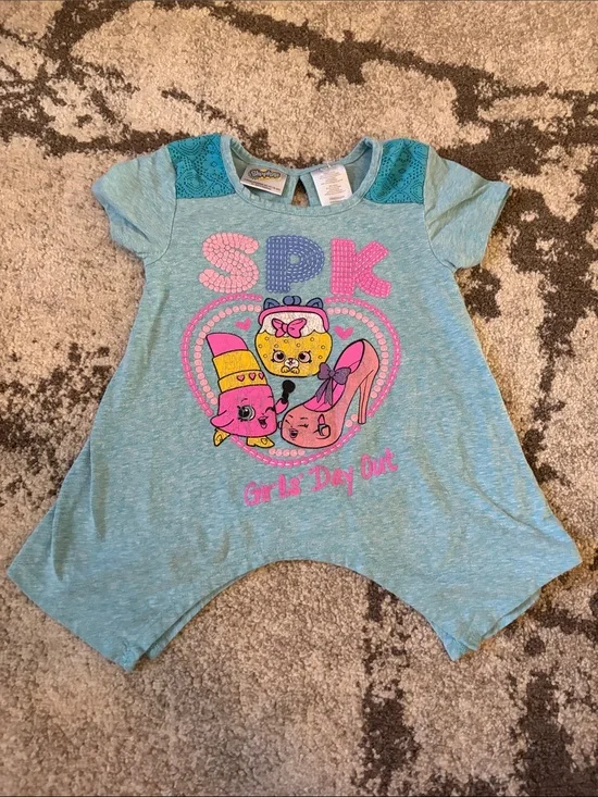 Shopkins Teal Girls' One-Piece with Pink & Yellow Graphics