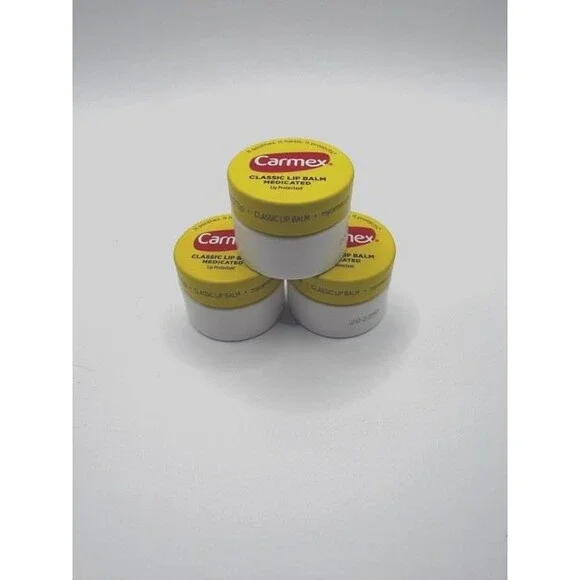 Carmex Classic Medicated Lip Balm Jar 3 Pack Moisturizing Dry Chapped Lips
