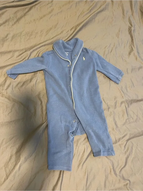 Ralph Lauren Light Blue Fleece Baby One-Piece