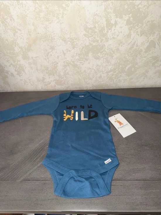 Long-Sleeve Baby One-Piece Bodysuit - Blue - Born to Be Wild