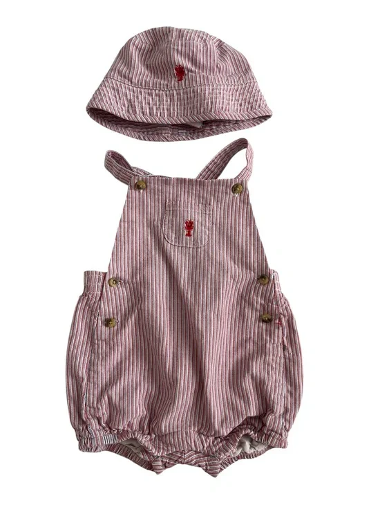 Janie and Jack Red & Blue Striped Baby Romper Set