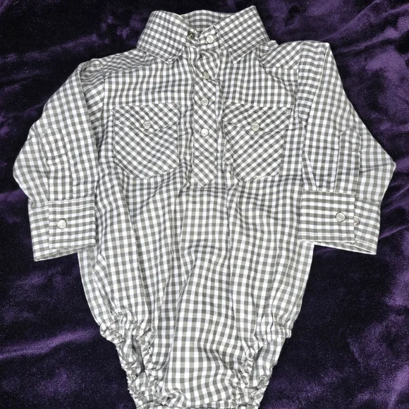 Red River Western Pearl Snap Button Classic Checkered Kids One Piece NWT