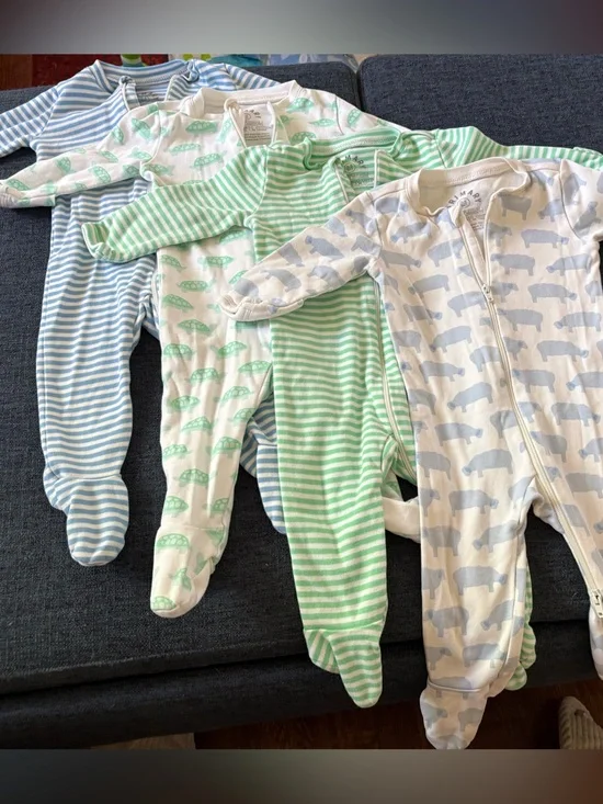 Primary Bundle One-Piece Footed Sleepsuit Pack - Stripes and Prints