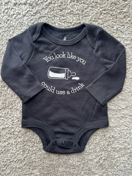 Lullaby Lane Long Sleeve Bodysuit “You Look Like You Could Use a Drink” 0-3M