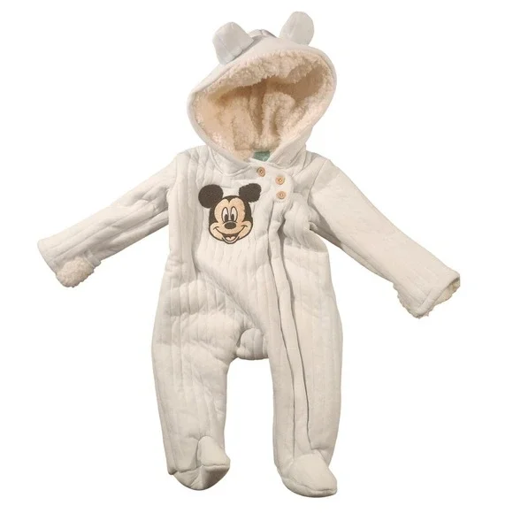 Disney Baby Snowsuit Boys 3-6M Mickey Mouse Quilted Footed‎ sleeper Bunting
