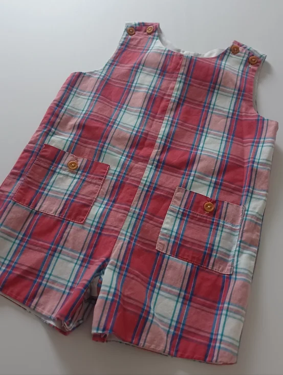 Bella Bliss Plaid Romper Shortall Boys Sz 9M