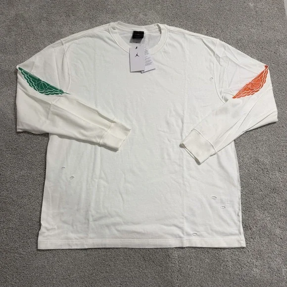 Nike Air Jordan Rare Air Distressed Long Sleeve Shirt Mens XXL White IB3134-133