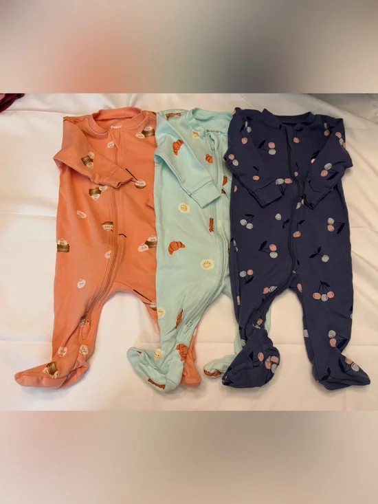 Pekkle Baby One-Piece Footed Pajama 3pc Bundle
